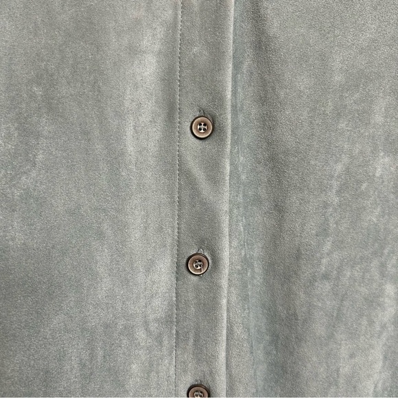 Soft Surroundings Softly Sueded Button Down Shirt Blue Womens Size M Oversized - Picture 3 of 7